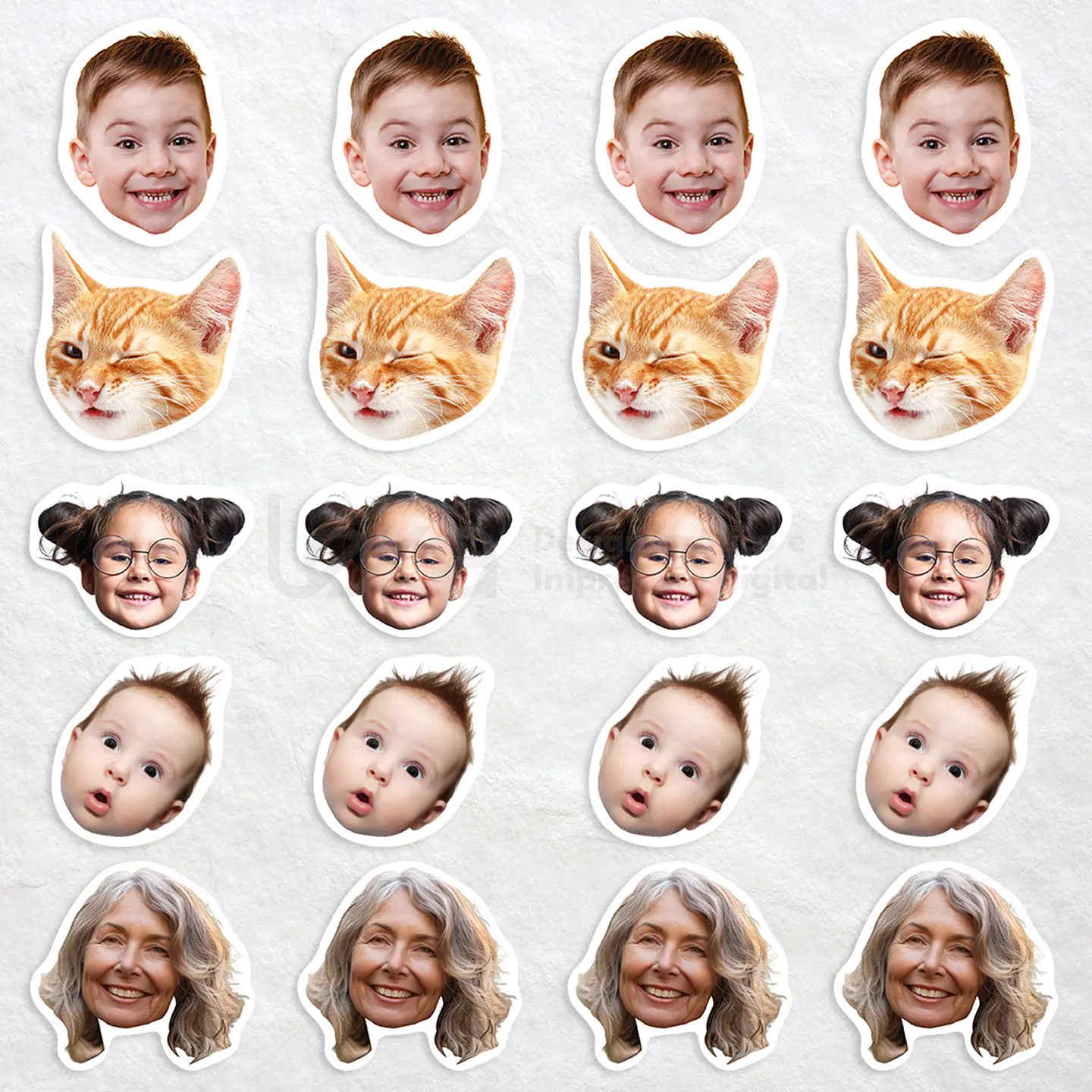 Caras que Amo - Paquete de 20 pegatinas de 6 cm 1