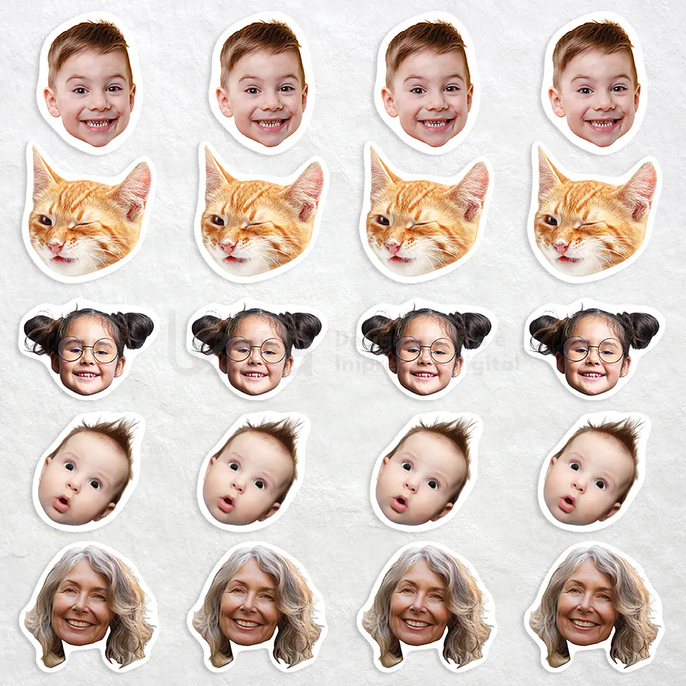 Caras que Amo - Paquete de 20 pegatinas de 6 cm 1