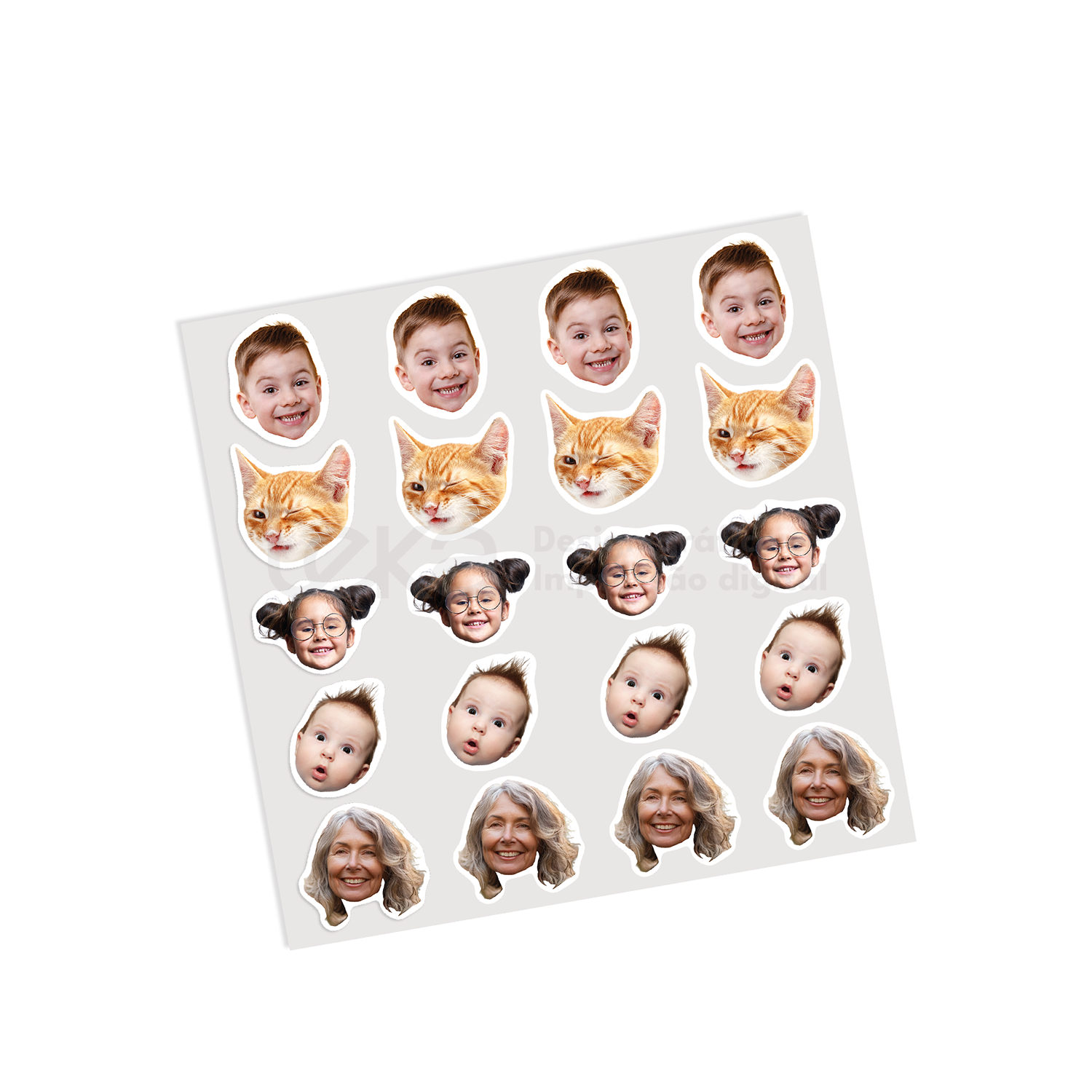 Rostos Que Amo - Pack de 20 Autocolantes 6cm 3