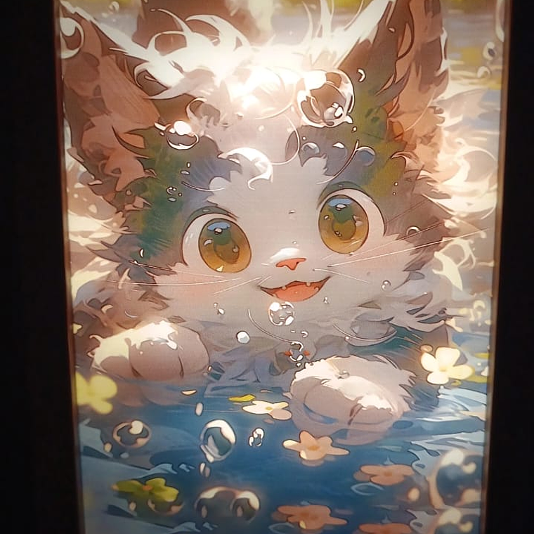 Cuadro Led Gato Feliz 4