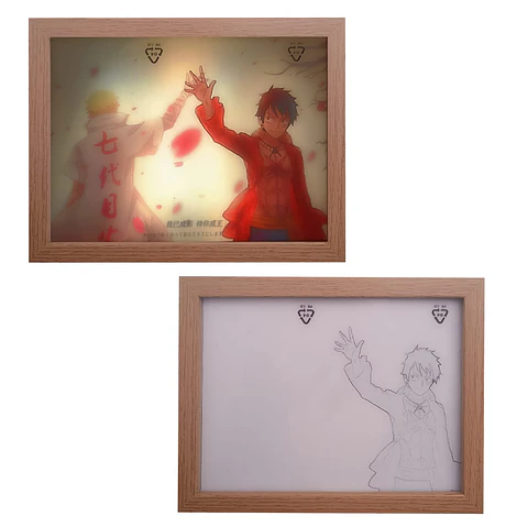 Cuadro Led Luffy y Naruto