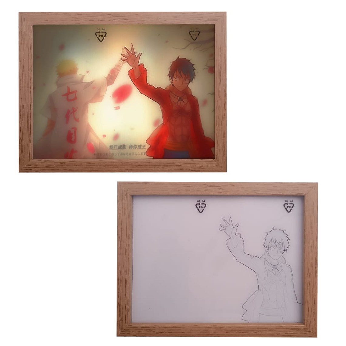 Cuadro Led Luffy y Naruto 1