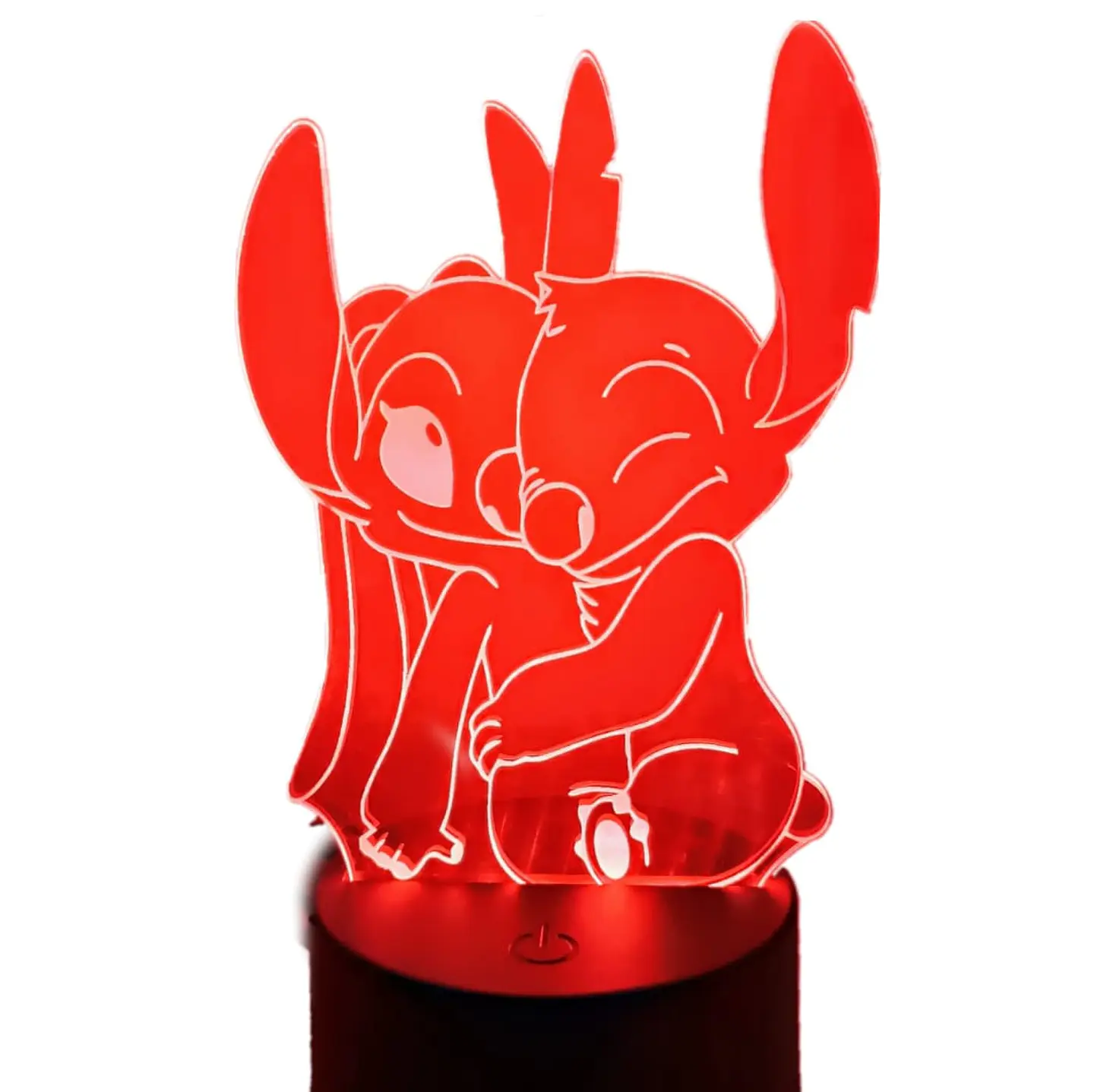Lampara 3D Stitch Y Angel  7 colores 3