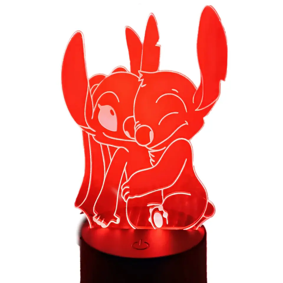Lampara 3D Stitch Y Angel  7 colores 3