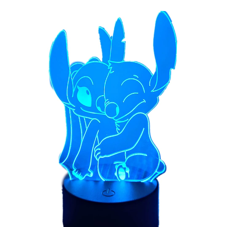 Lampara 3D Stitch Y Angel  7 colores 5