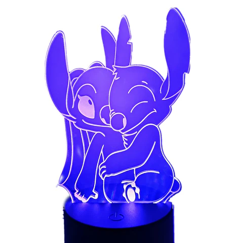 Lampara 3D Stitch Y Angel  7 colores
