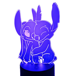 Lampara 3D Stitch Y Angel  7 colores