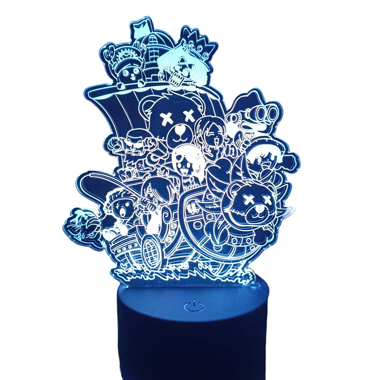 Lampara 3D Personajes One piece 7 colores 3