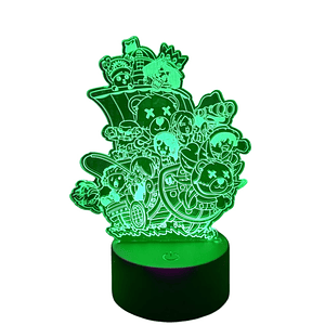 Lampara 3D Personajes One piece 7 colores