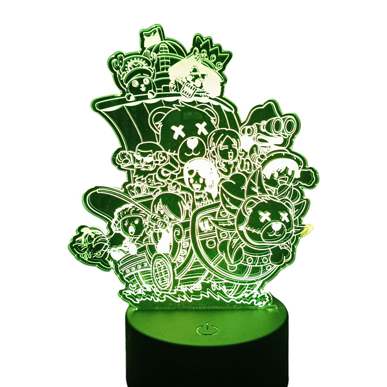 Lampara 3D Personajes One piece 7 colores 2