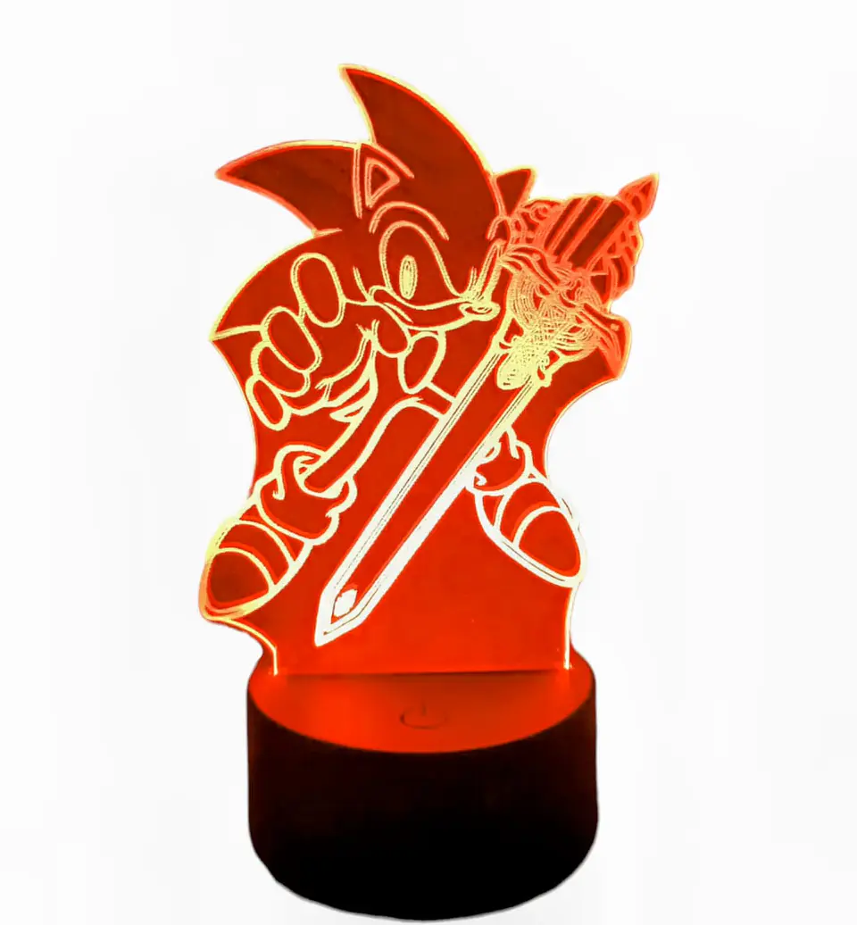Lampara 3D Sonic de 7 colores 3