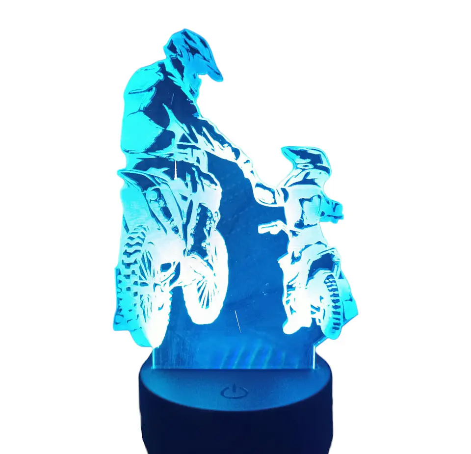 Lampara 3D Moto Papá e Hijo de 7 colores 3