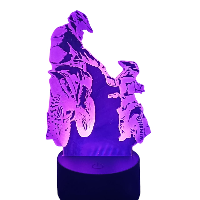 Lampara 3D Moto Papá e Hijo de 7 colores 2