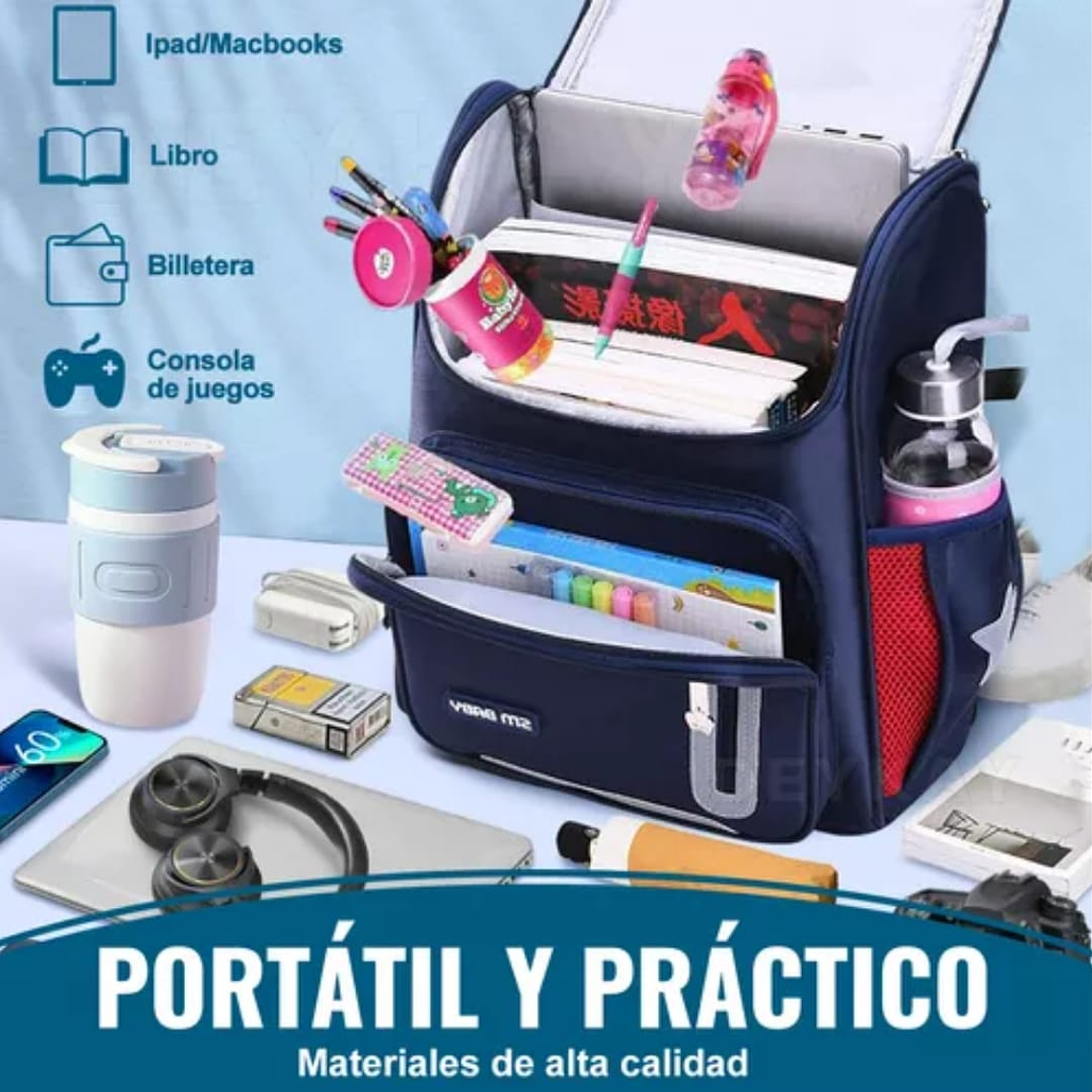 Mochila Escolar Roja Ligera para Niño 2