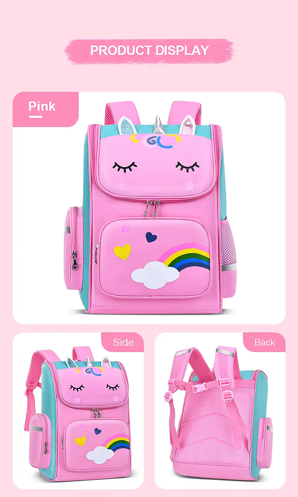 Mochila unicornio Rosada 2
