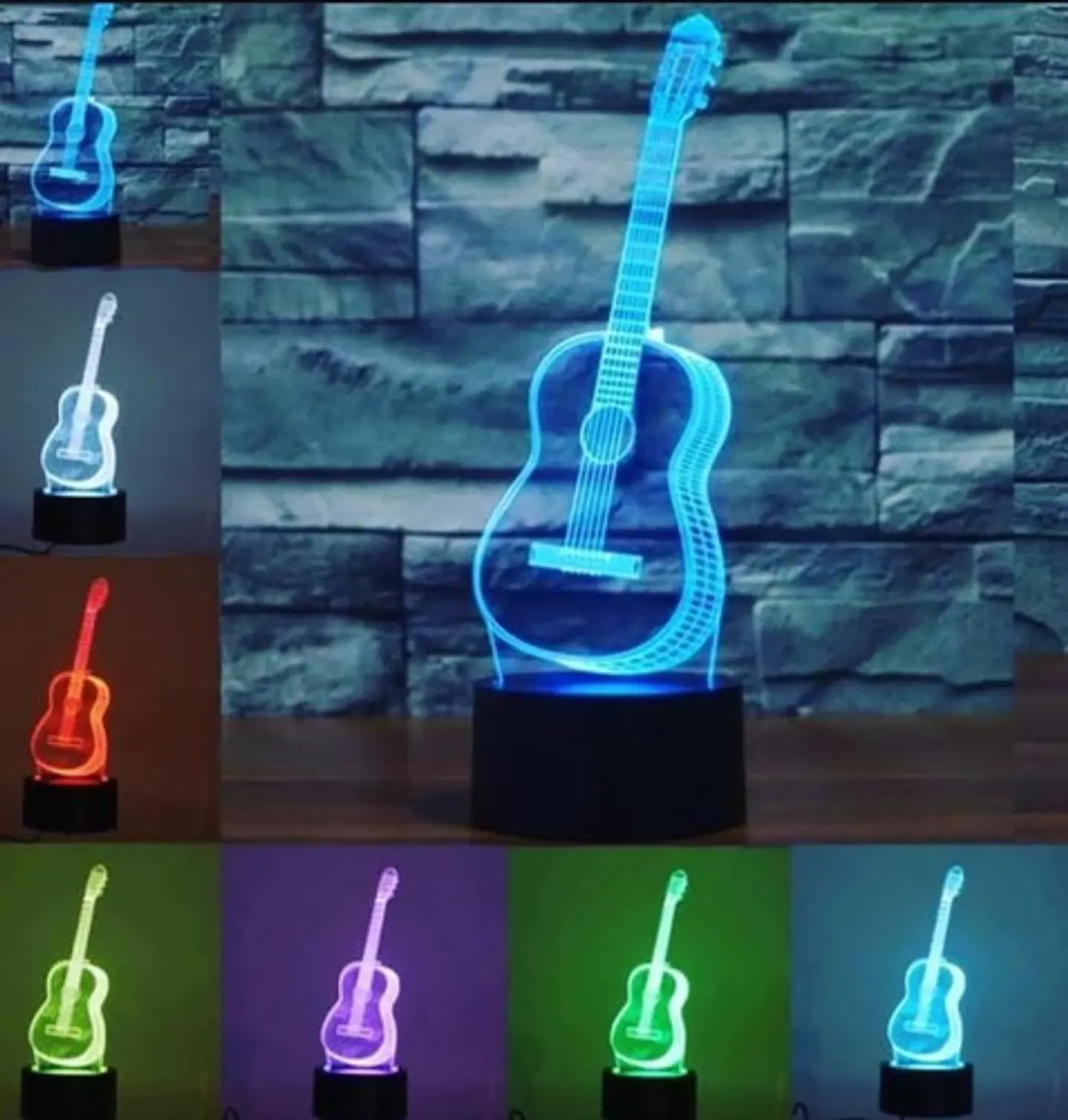 Lampara ilusión 3D Guitarra de 7 colores 4