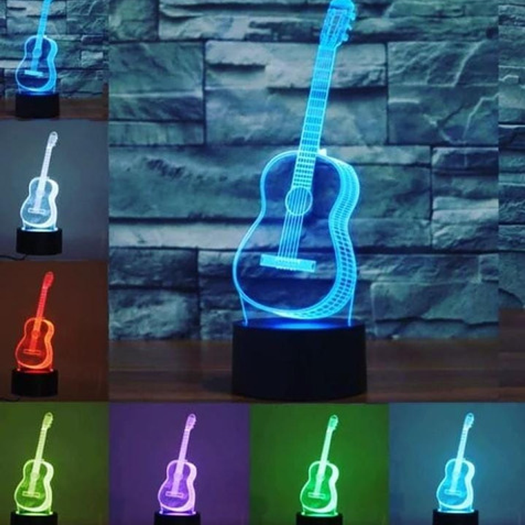 Lampara ilusión 3D Guitarra de 7 colores 4