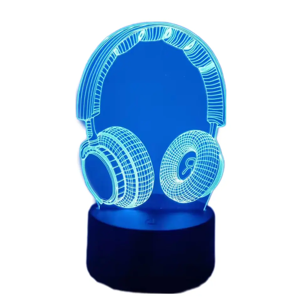 Lampara 3D Audífonos Gamers de 7 colores 4