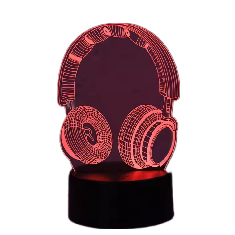 Lampara 3D Audífonos Gamers de 7 colores 2