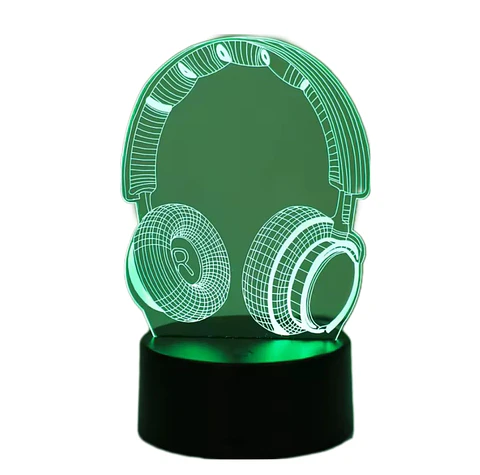 Lampara 3D Audífonos Gamers de 7 colores