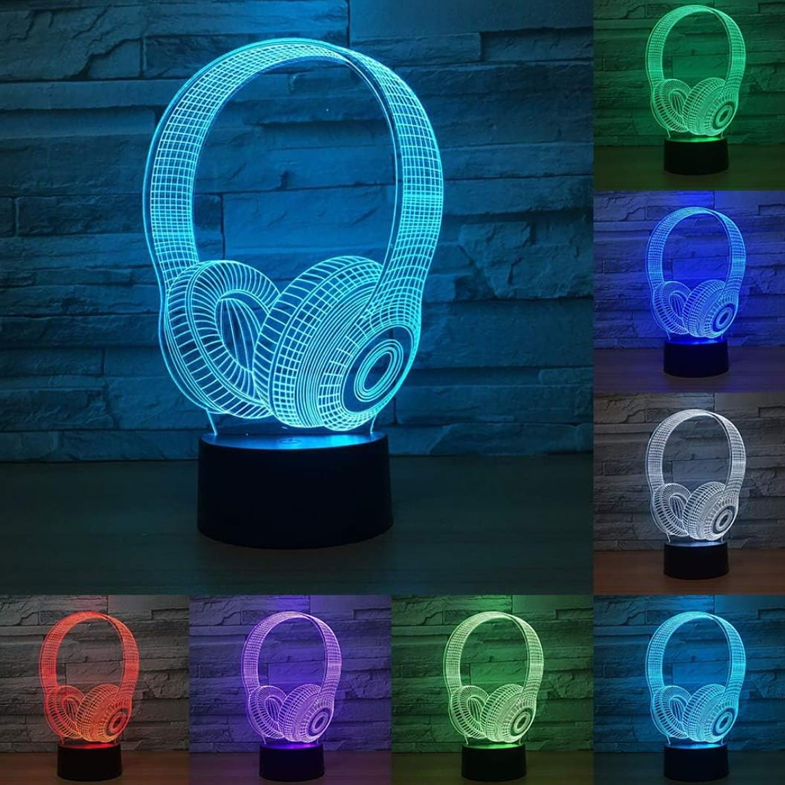 Lampara 3D Audífonos de 7 colores 4