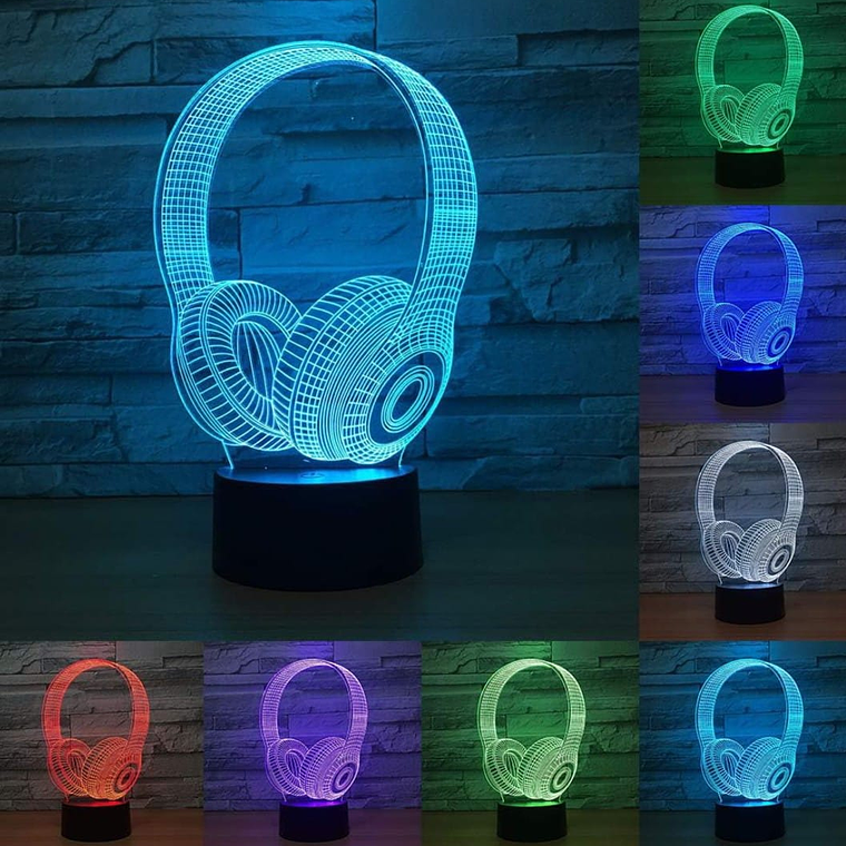 Lampara 3D Audífonos de 7 colores 4