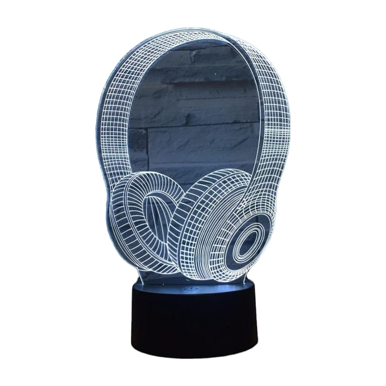 Lampara 3D Audífonos de 7 colores 3