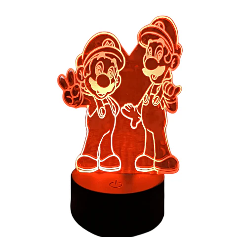 Lampara 3D Mario Y Luigi 7 colores