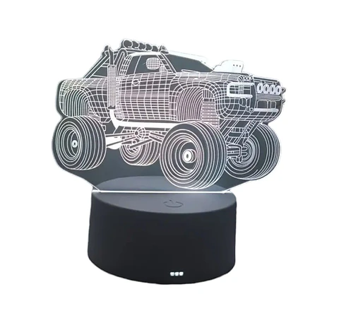 Lampara 3D Monster truck de 7 colores