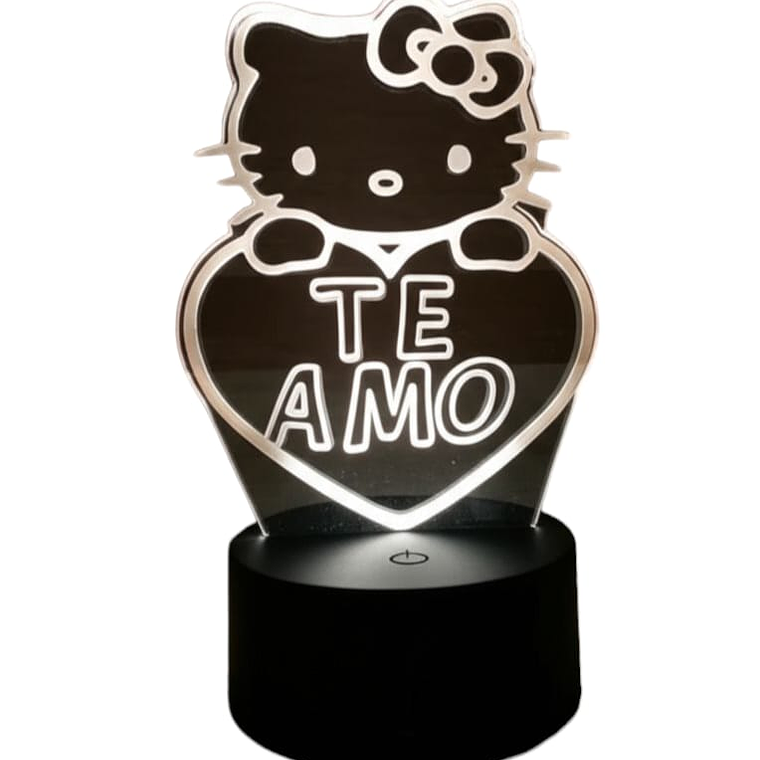 Lampara 3D Hello kitty de 7 colores frase te amo 4