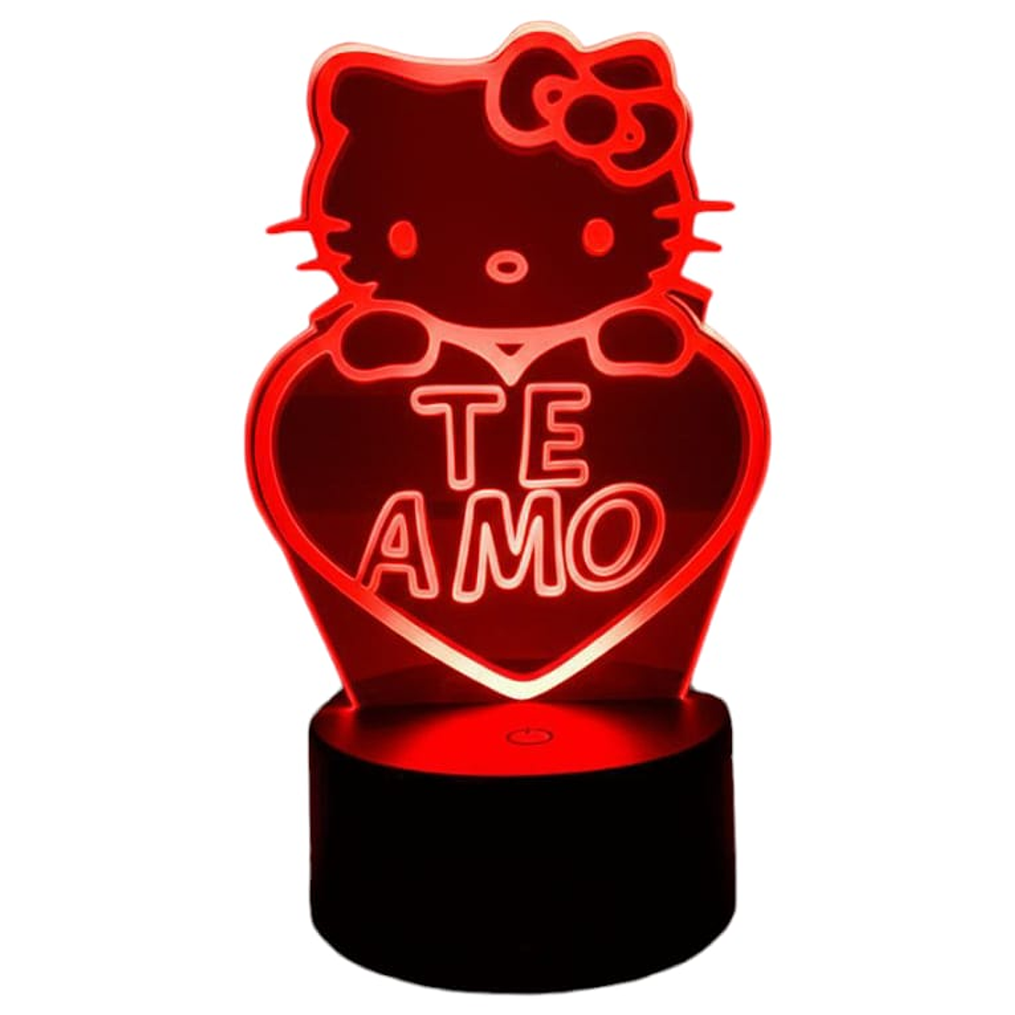 Lampara 3D Hello kitty de 7 colores frase te amo 1
