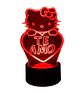 Lampara 3D Hello kitty de 7 colores frase te amo - Miniatura 1