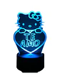 Lampara 3D Hello kitty de 7 colores frase te amo - Miniatura 2