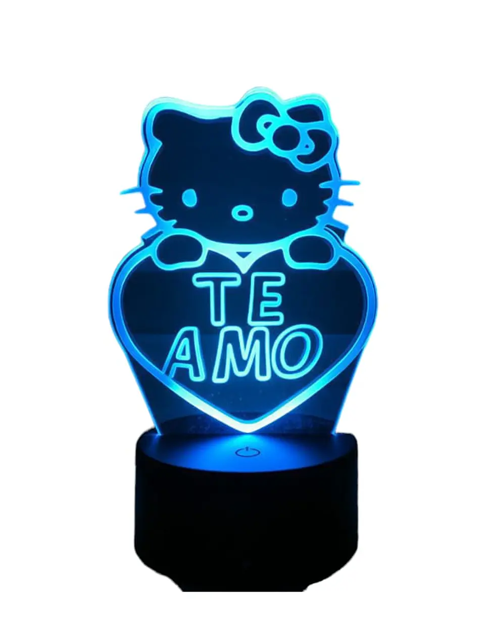 Lampara 3D Hello kitty de 7 colores frase te amo 2