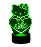 Lampara 3D Hello kitty de 7 colores frase te amo - Miniatura 3