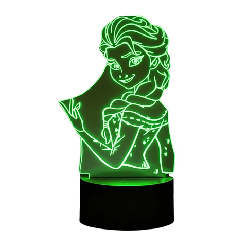 Lampara 3D Elza de Frozen de  7 colores