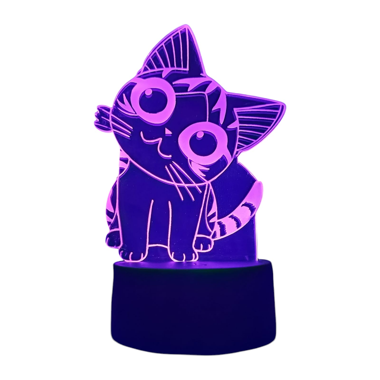 Lampara 3D Gatita Chi de 7 colores 3