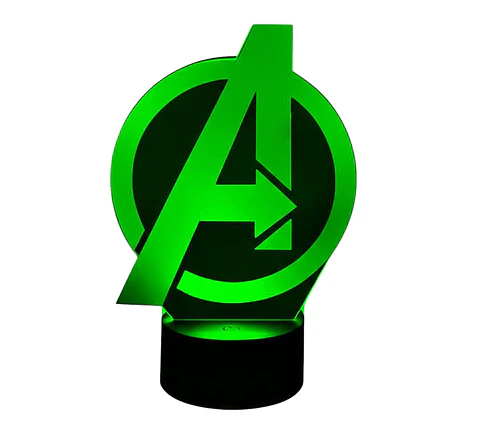 Lampara 3D Logo Avengers de 7 colores