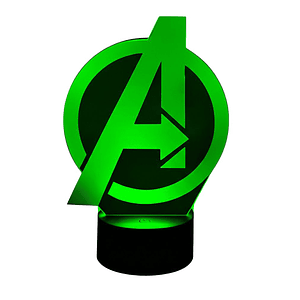 Lampara 3D Logo Avengers de 7 colores