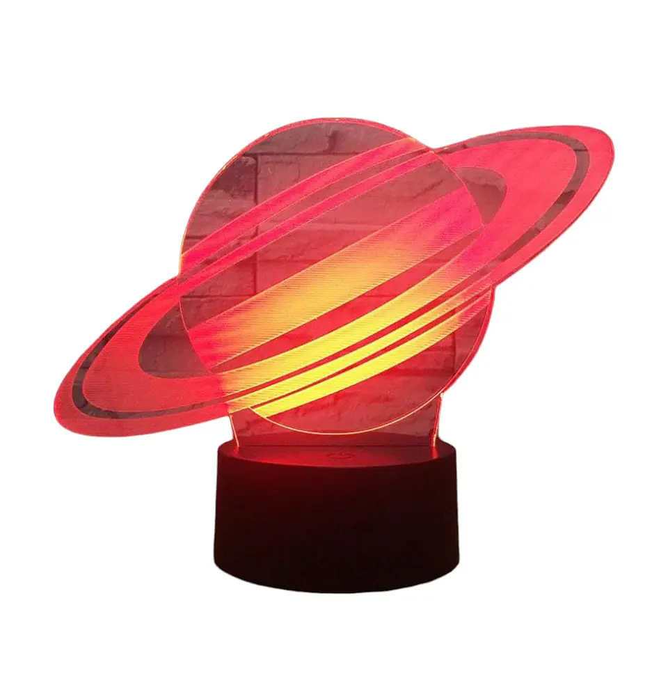 Lampara ilusión 3D Saturno de 7 colores 4