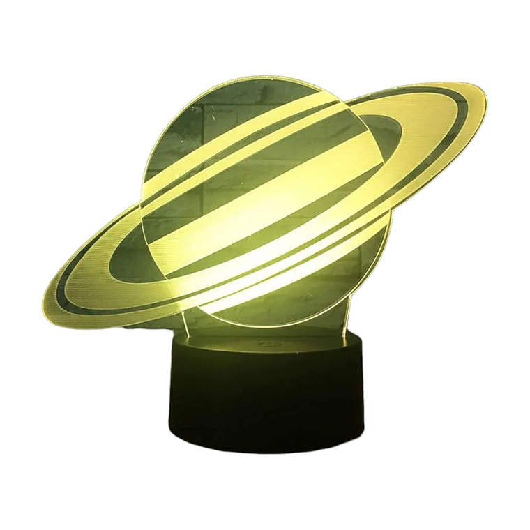 Lampara ilusión 3D Saturno de 7 colores 3