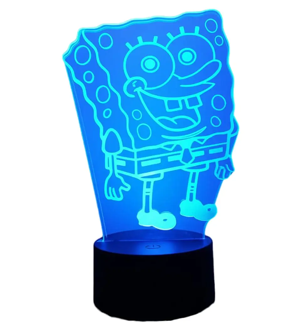 Lampara ilusión 3D Bob Esponja de 7 colores 2