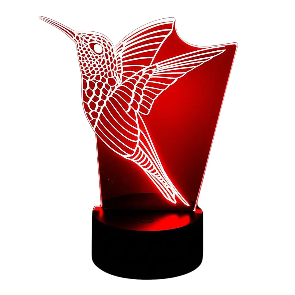 Lampara 3D Colibri de 7 colores 4