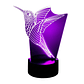 Lampara 3D Colibri de 7 colores - Miniatura 3