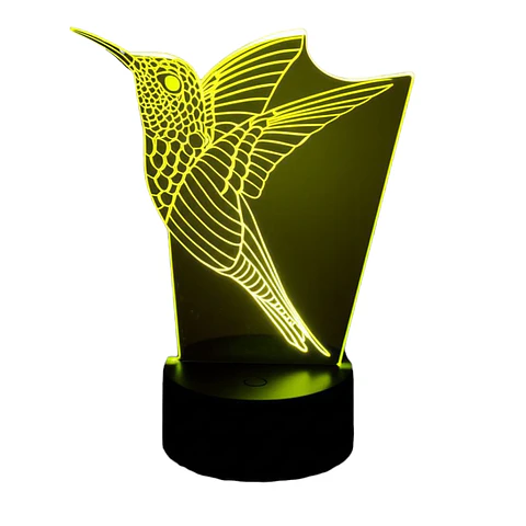 Lampara 3D Colibri de 7 colores