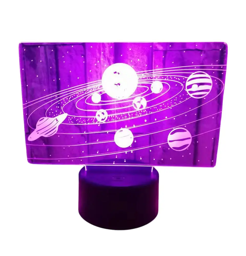 Lampara 3D Planetas de 7 colores 3