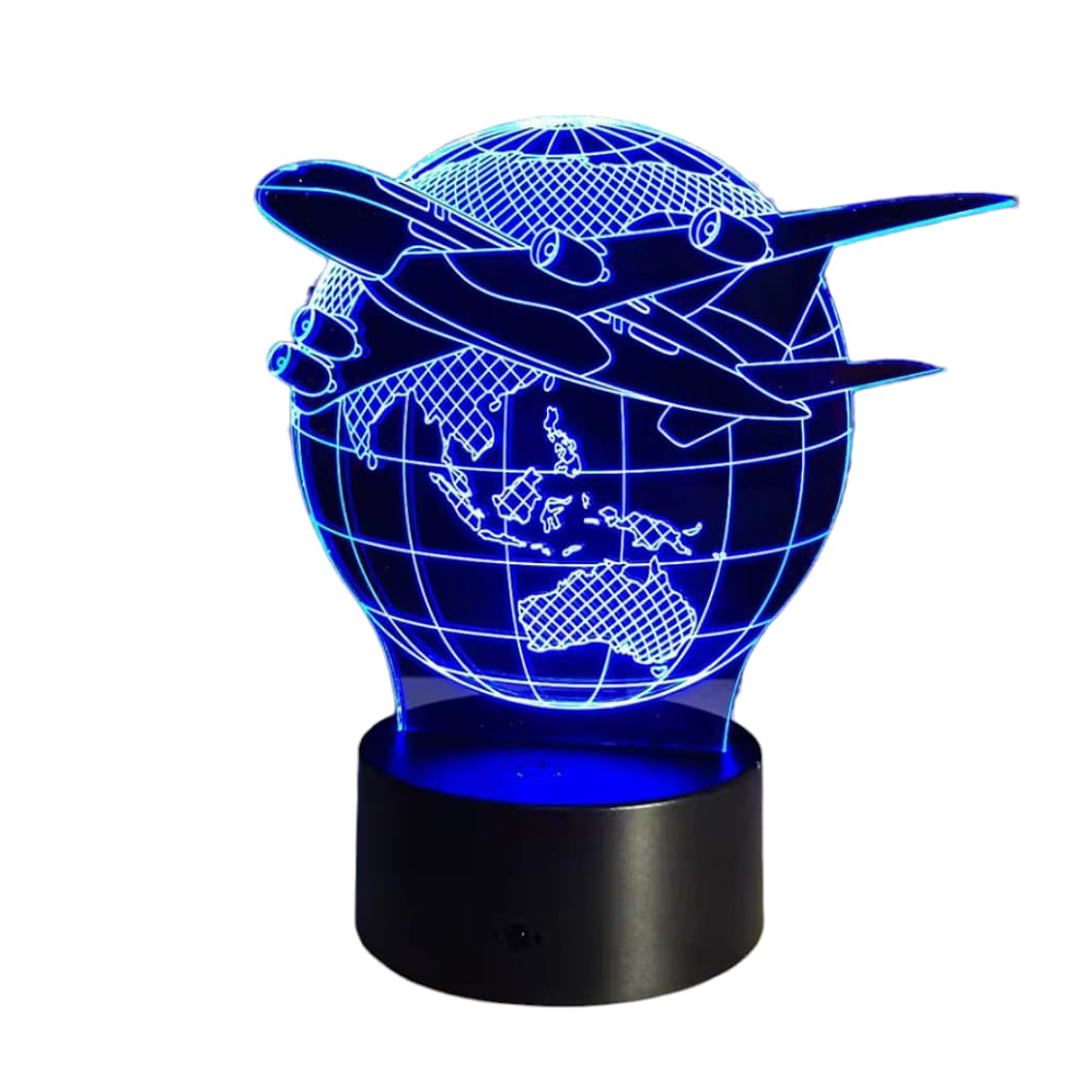 Lampara 3D Avion y mundo de 7 colores 3