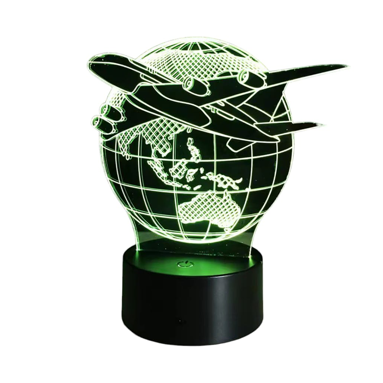 Lampara 3D Avion y mundo de 7 colores 2