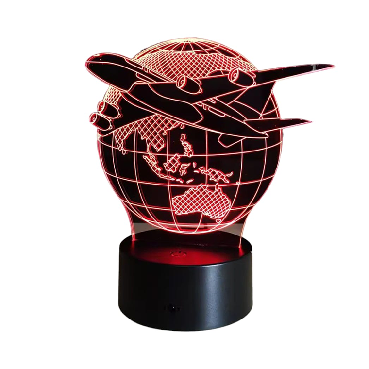 Lampara 3D Avion y mundo de 7 colores 1