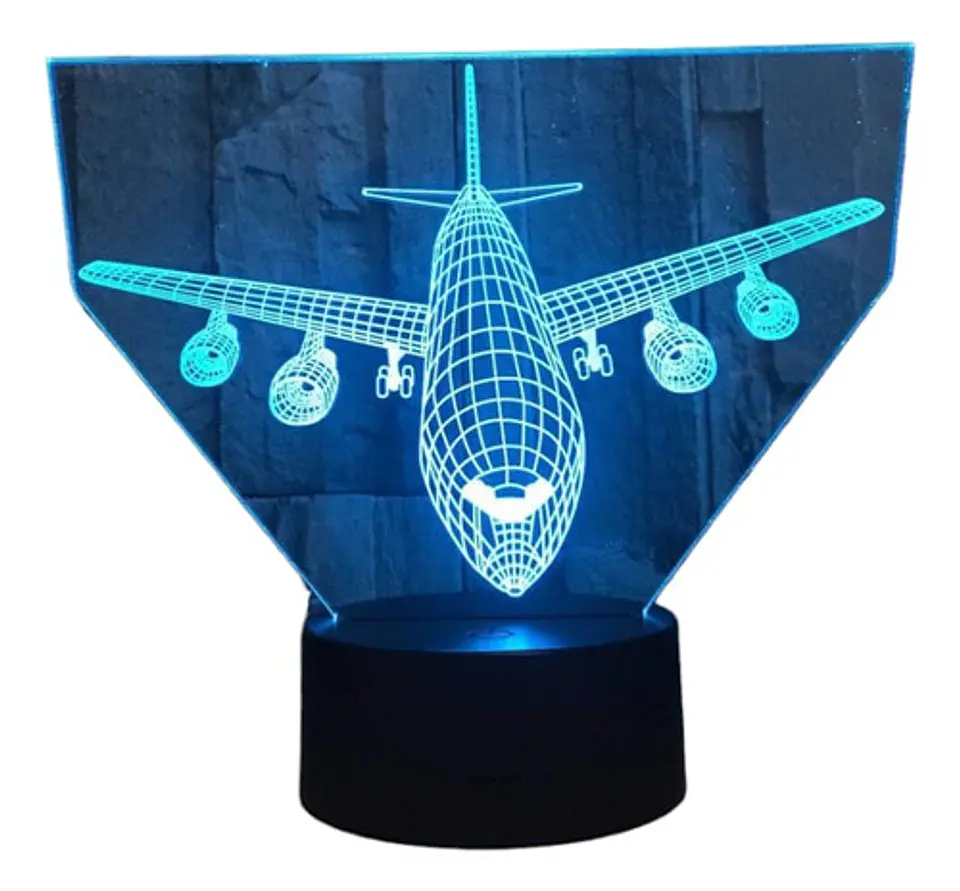 Lampara 3D Avión de 7 colores 3
